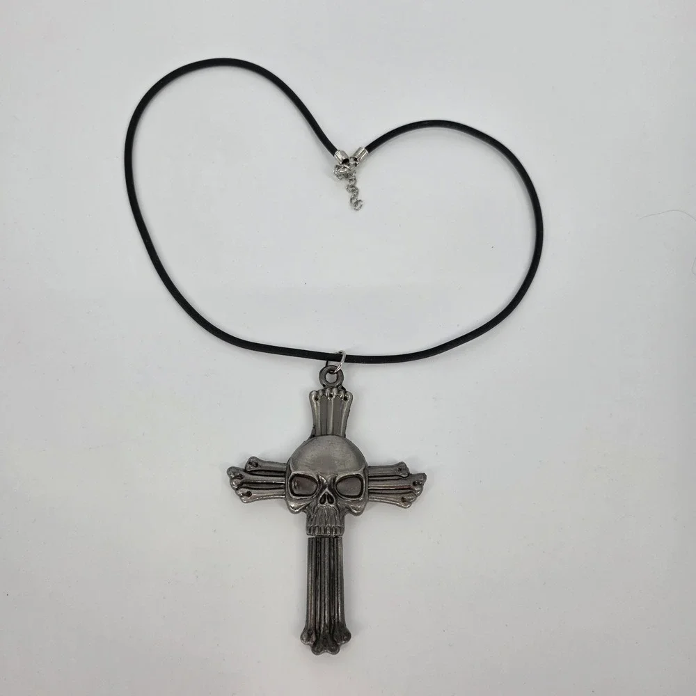 Cross Skull Neck Knife Choker Necklace Biker Motorcycle Ride Hard Brotherhood